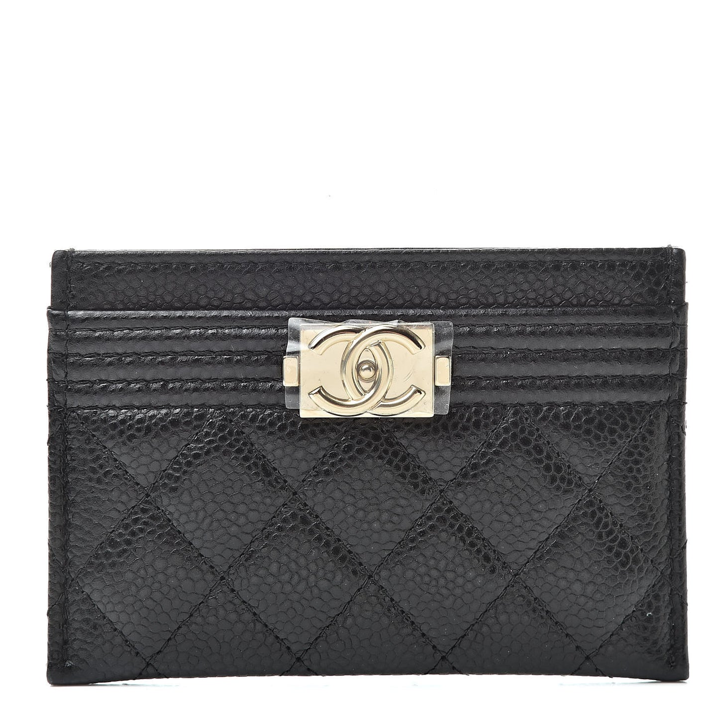 Caviar Quilted Boy Card Holder Black