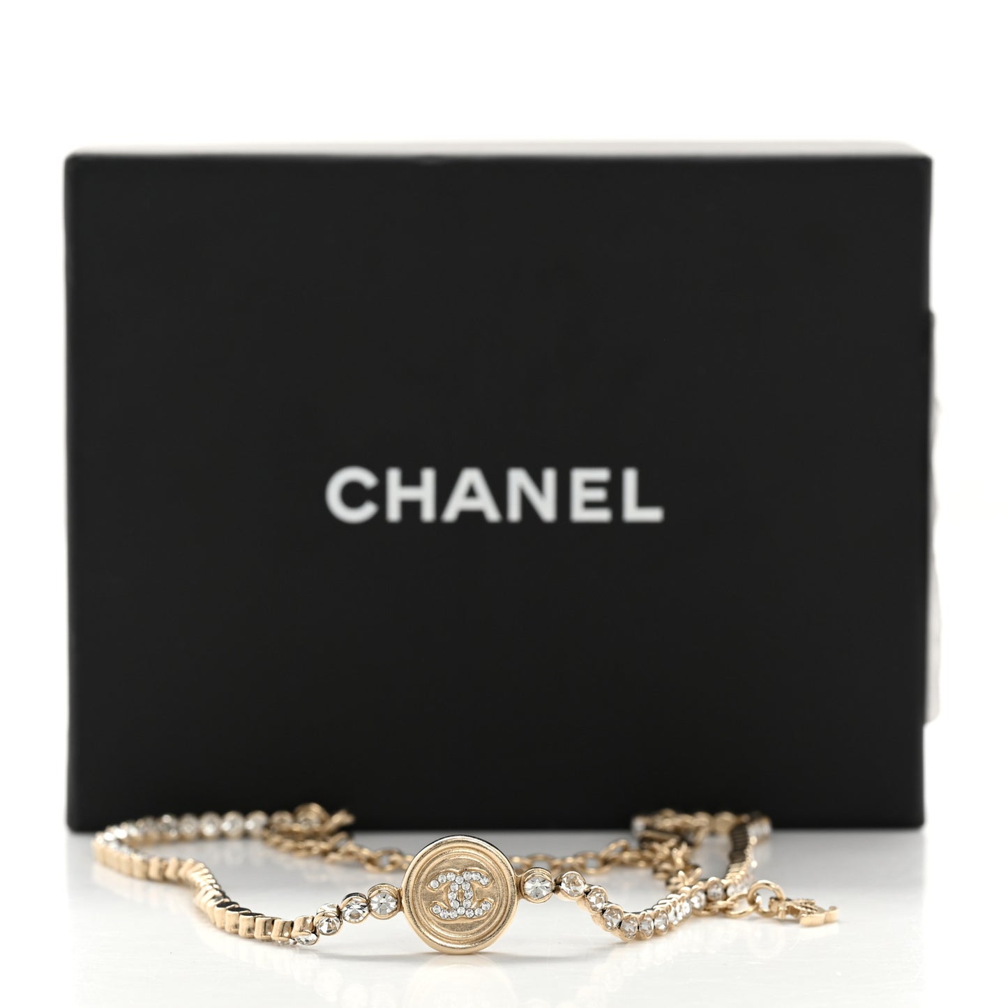 Crystal CC Chain Short Necklace Gold