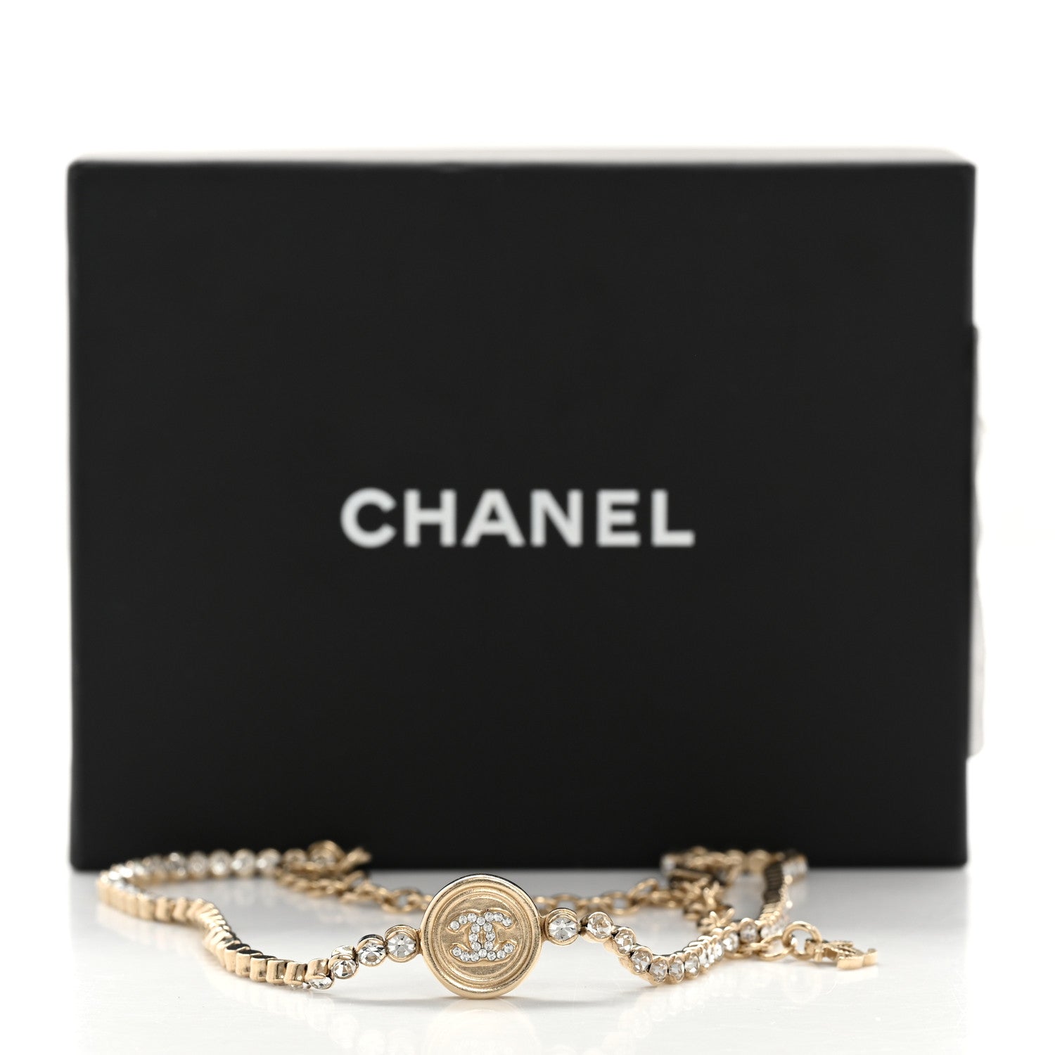 Chanel Crystal CC Chain Short Necklace Gold 6 of 6