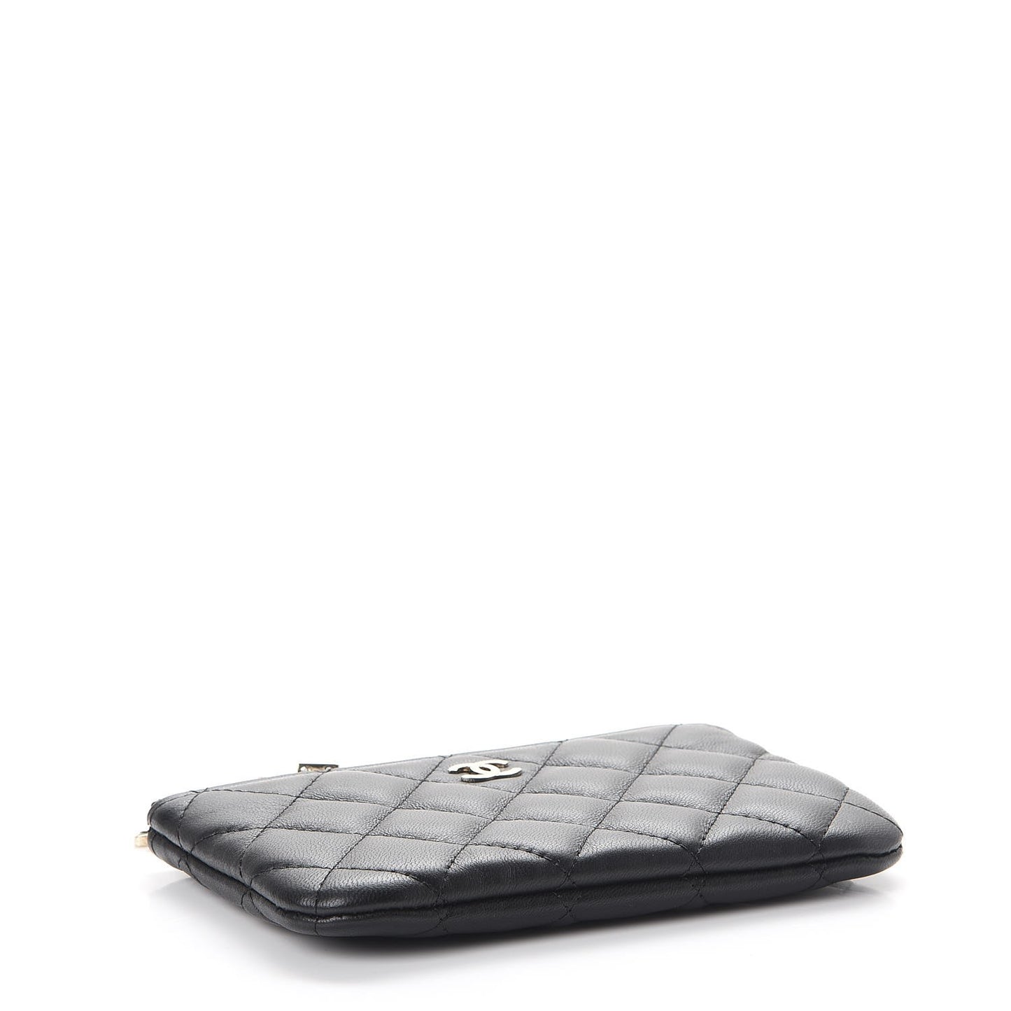 Lambskin Quilted Small Casino Cosmetic Case Black