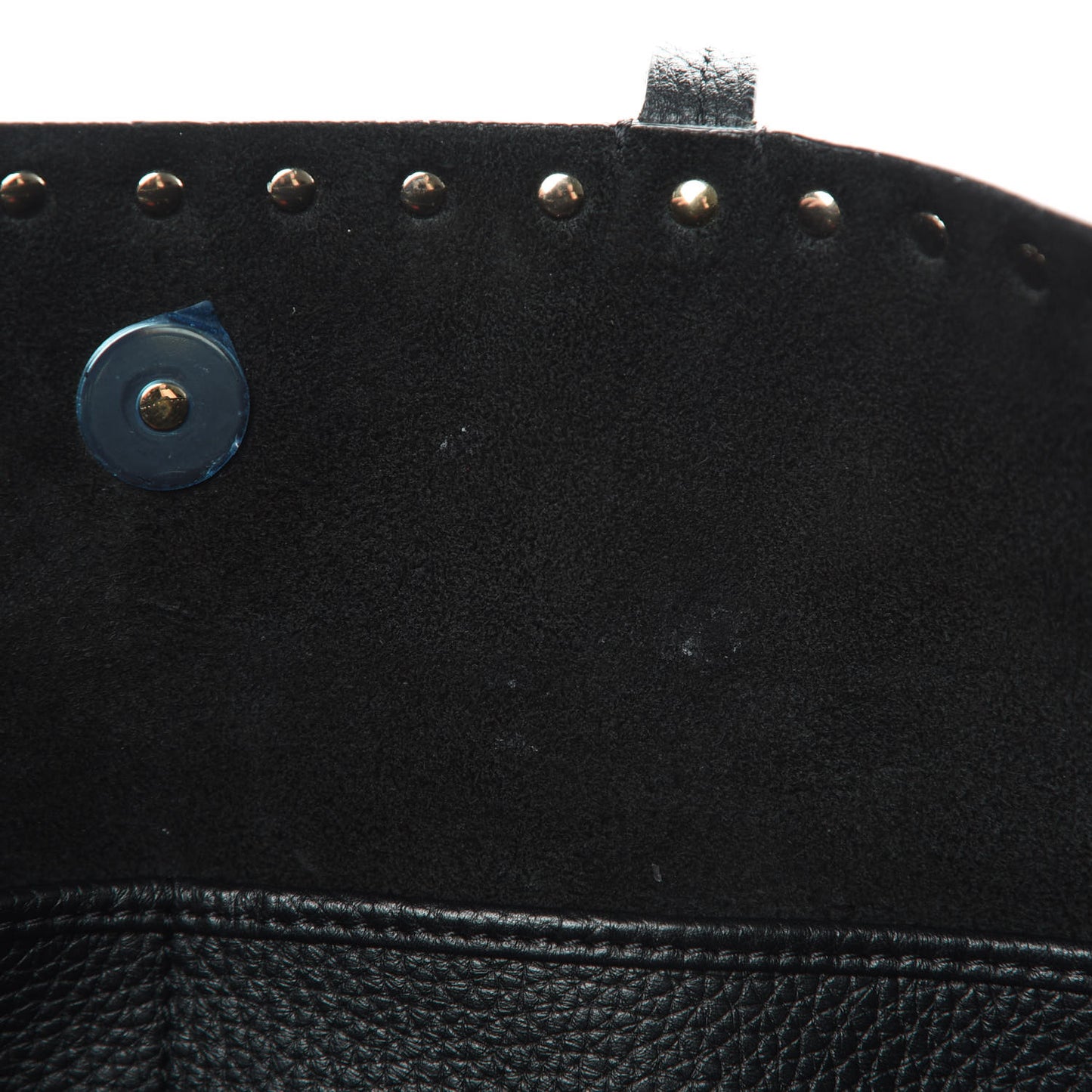 Grained Calfskin Small Rockstud Shoulder Tote Black