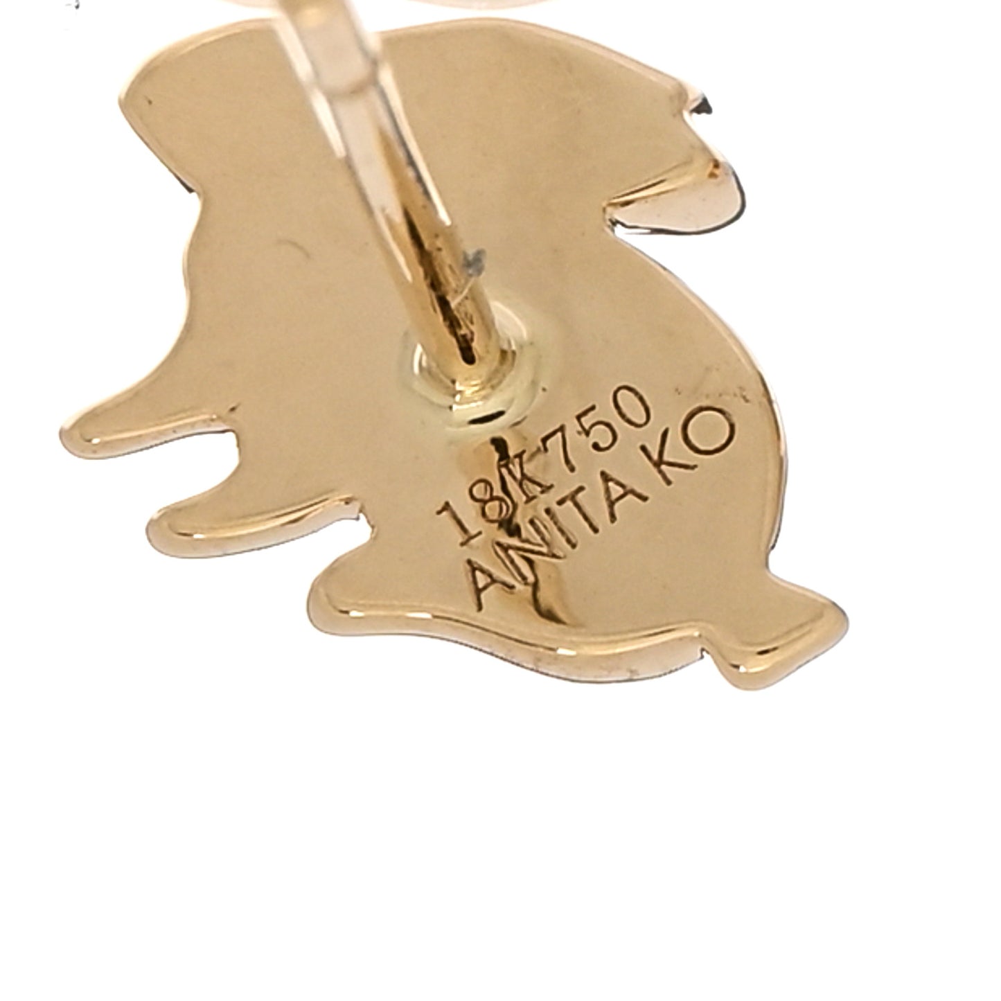 18K Yellow Gold Diamond Emerald Bunny Stud Earrings