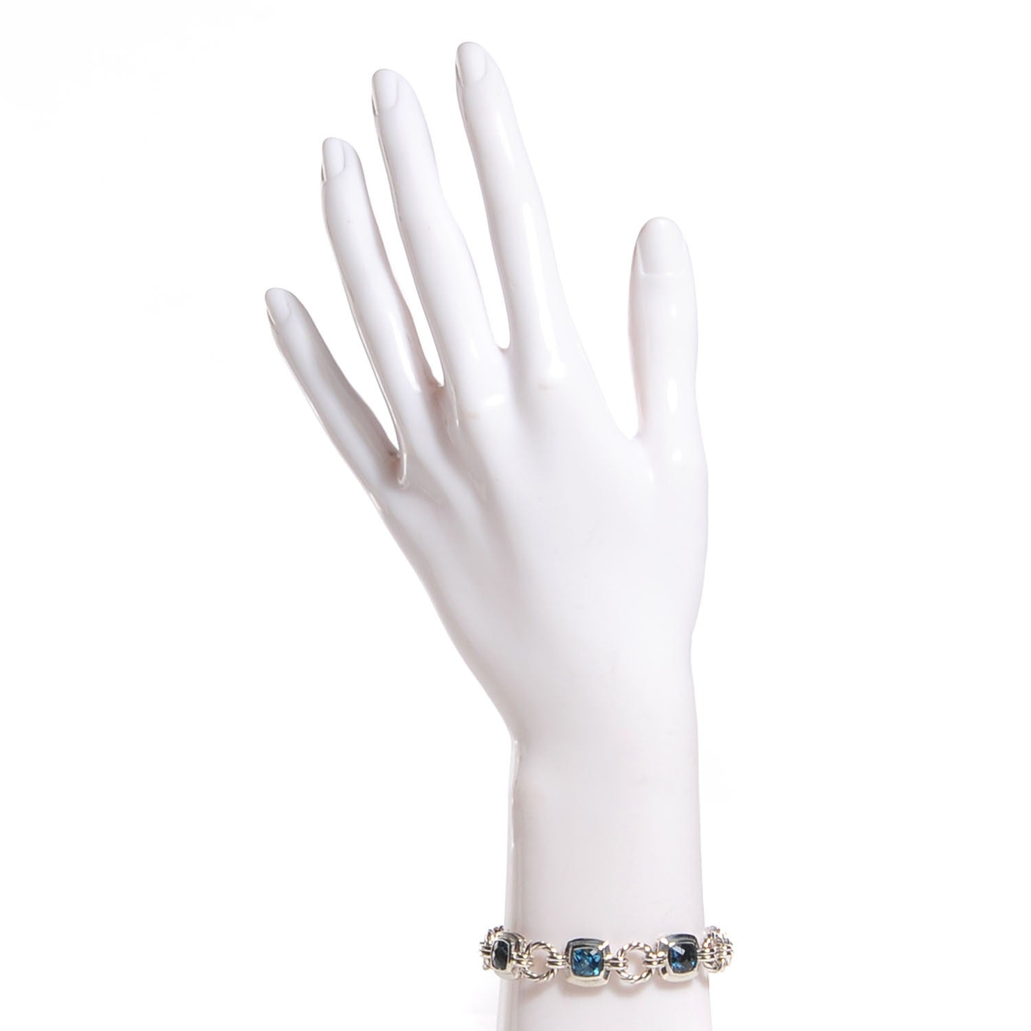 David Yurman Sterling Silver Blue Topaz Renaissance Linked Bracelet 2 of 4