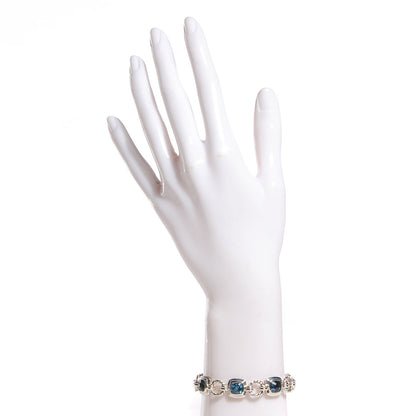 David Yurman Sterling Silver Blue Topaz Renaissance Linked Bracelet 2 of 4