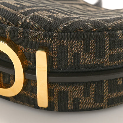 Fendi Fabric Jacquard Vitello Grace FF 1974 Mini Fendigraphy Hobo Bag Tobacco Moro Ebano 10 of 11