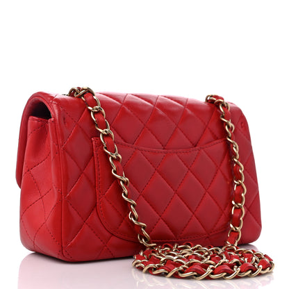Chanel Lambskin Quilted Mini Rectangular Flap Red 3 of 14