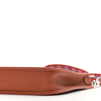 Hermes Taurillon Clemence Maxi Quadrille Evelyne TPM Cuivre Capucine Parme Rouge Duchess 10 of 11