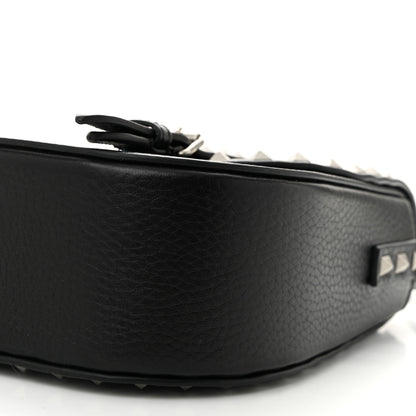 Valentino Garavani Pebbled Calfskin Large Rockstud Messenger Black 9 of 9