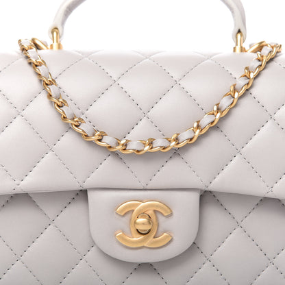 Chanel Lambskin Quilted Mini Top Handle Rectangular Flap Grey 10 of 11