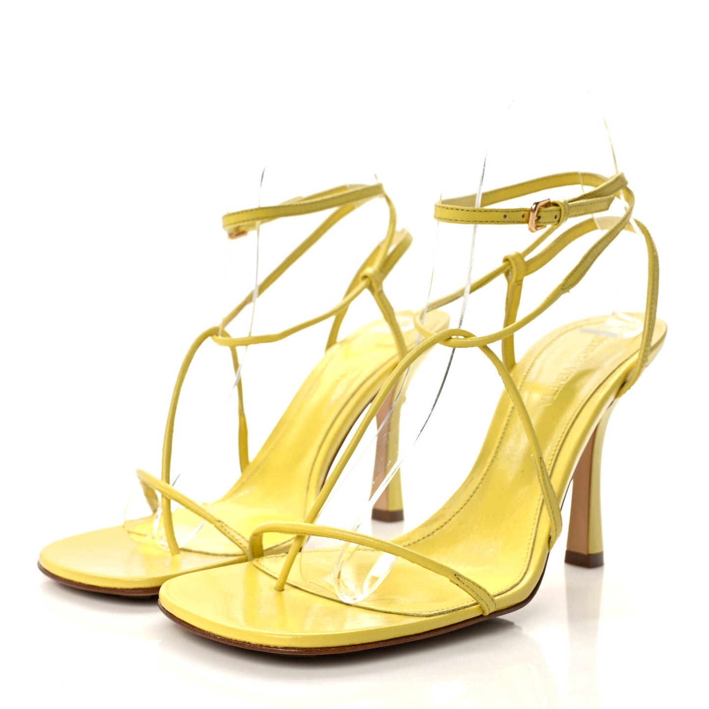 Lambskin Stretch Multi Strap 90mm Sandals 38 Pear