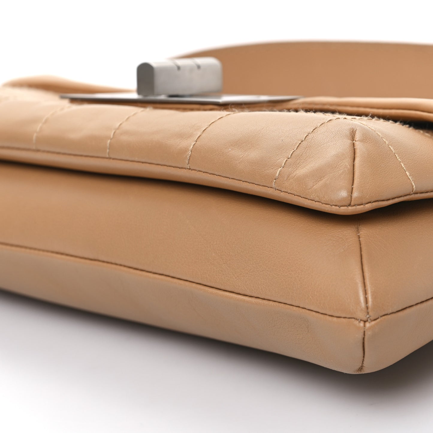 Lambskin Mademoiselle Chocolate Bar Shoulder Bag Beige