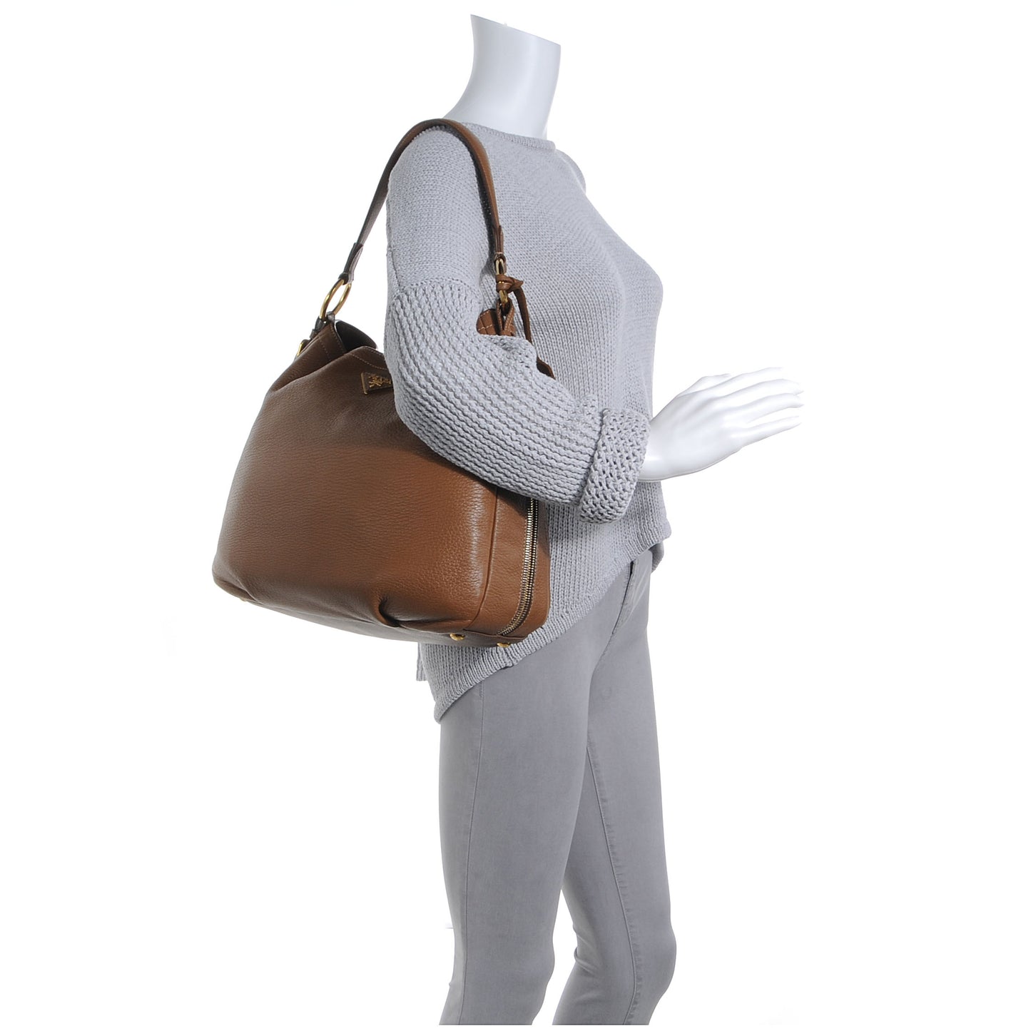 Cervo Deerskin Zipper Hobo Cammello