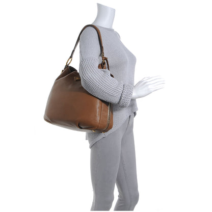 Prada Cervo Deerskin Zipper Hobo Cammello 2 of 8
