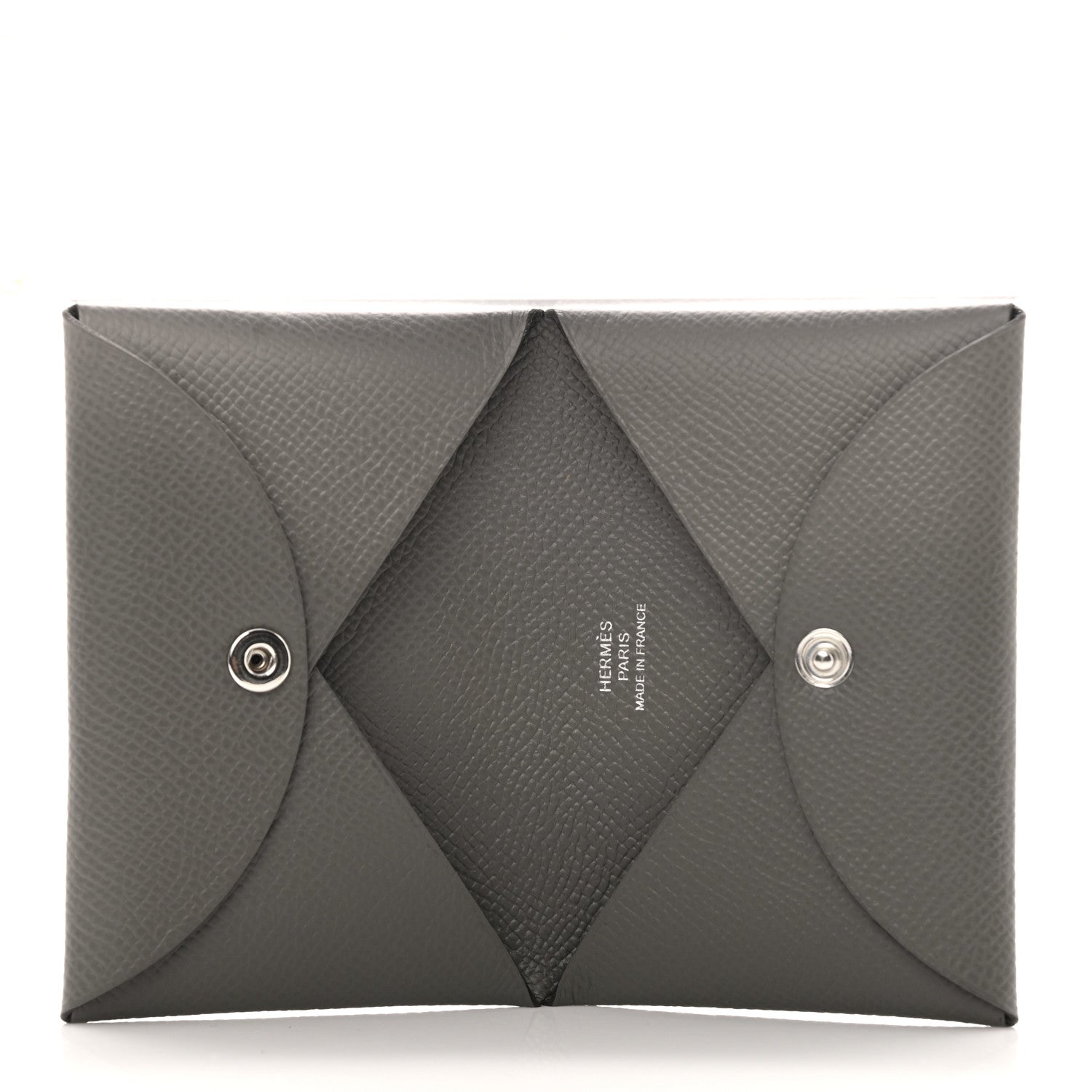 Hermes Epsom Calvi Card Case Gris Meyer 4 of 7