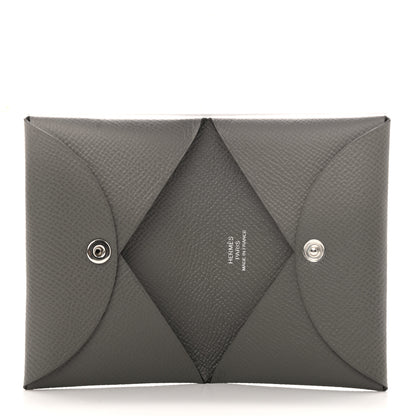 Hermes Epsom Calvi Card Case Gris Meyer 4 of 7