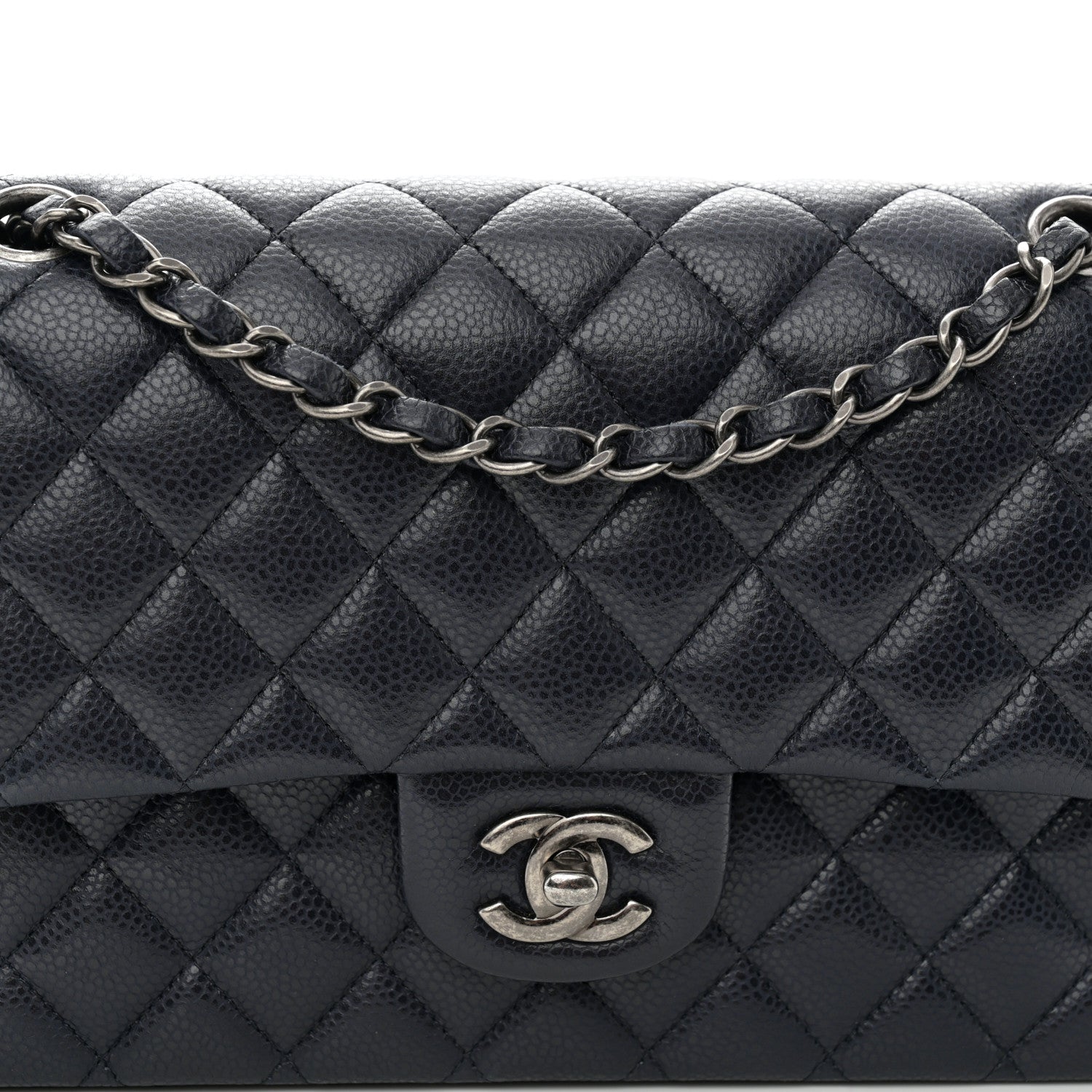 Chanel Caviar Quilted Medium Double Flap Navy 8 of 10