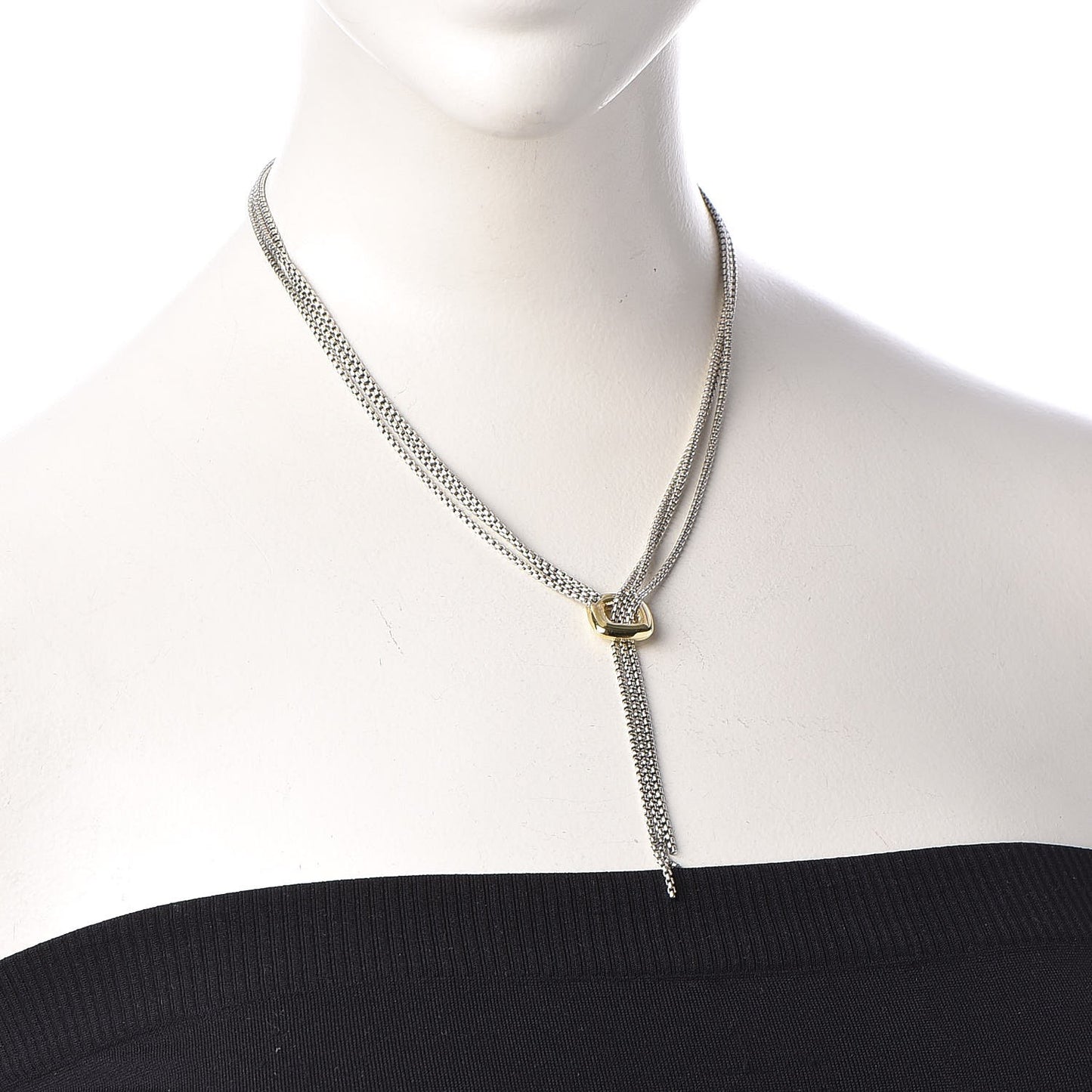 Sterling Silver 18K Yellow Gold Lariat Waterfall Necklace