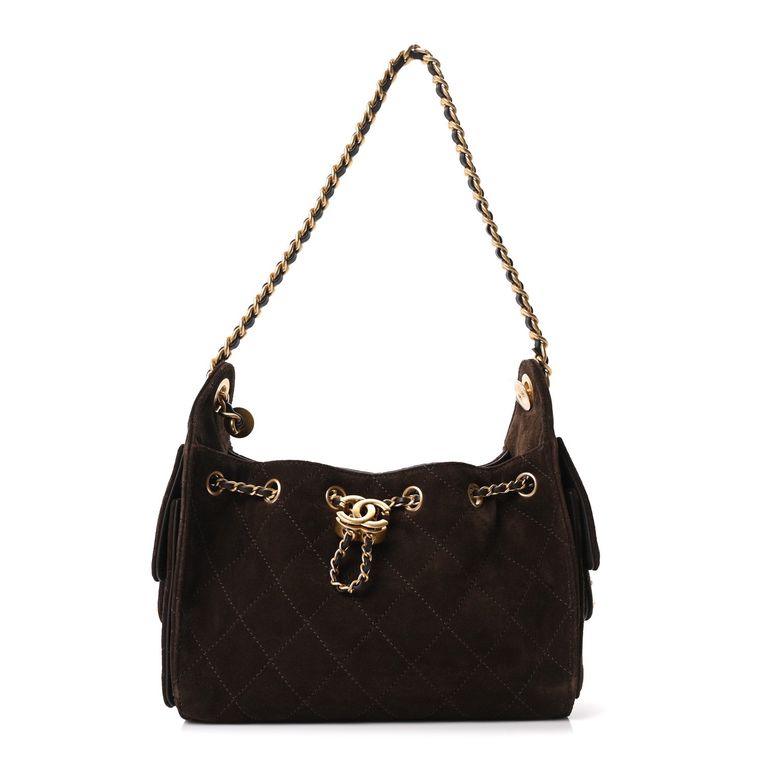 Chanel Suede Quilted Mini Chanel 25 Handbag Dark Brown 2 of 21