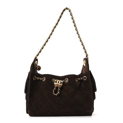 Chanel Suede Quilted Mini Chanel 25 Handbag Dark Brown 2 of 21