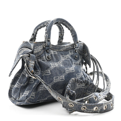 Balenciaga Denim BB Monogram Neo Cagole Handbag XS Blue 4 of 11