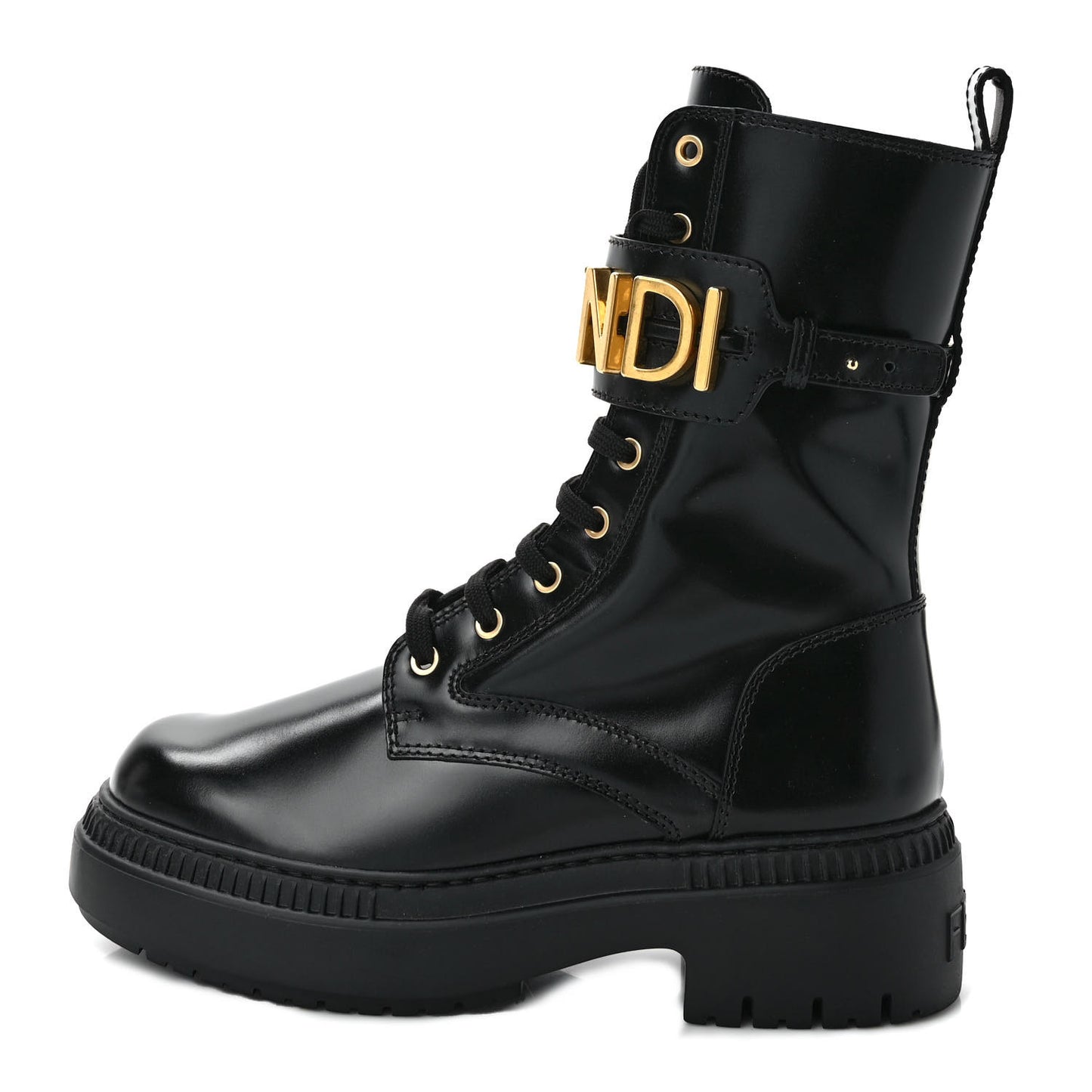 Vitello Abrasivato Fendigraphy 50mm Biker Boots 39 Black