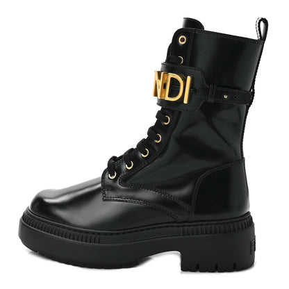 Fendi Vitello Abrasivato Fendigraphy 50mm Biker Boots 39 Black 1 of 9