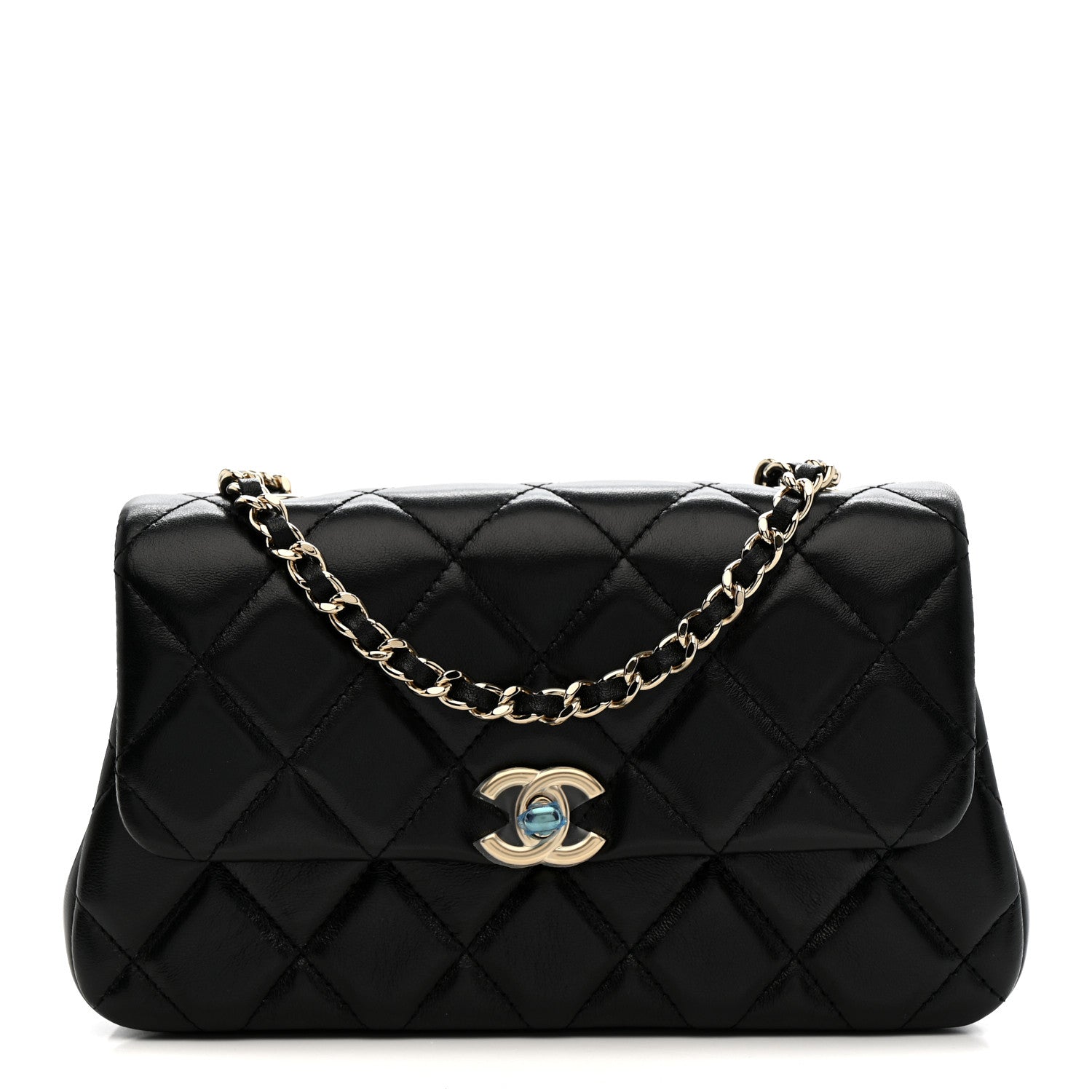 Chanel Lambskin Quilted Rectangular Phone Holder Clutch With Chain Black 1 of 11