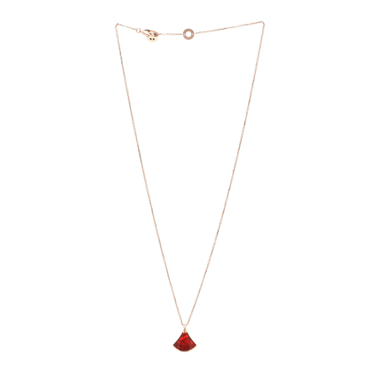 Bulgari 18K Rose Gold Diamond Carnelian Divas' Dream Pendant Necklace 2 of 6
