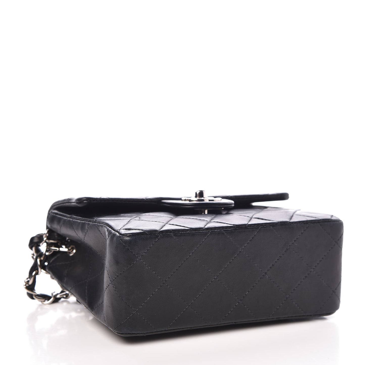 Lambskin Quilted Mini Square Flap Black
