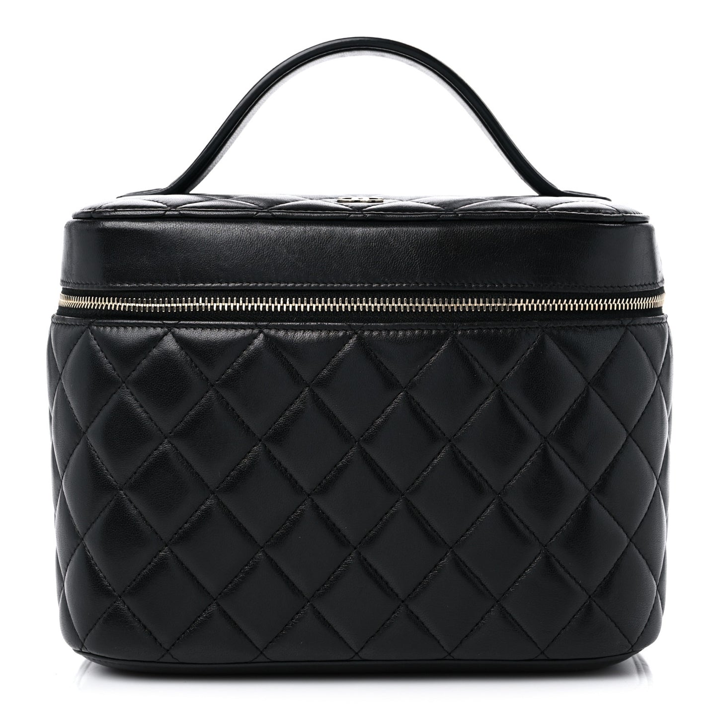Lambskin Quilted Vanity Pouch Black