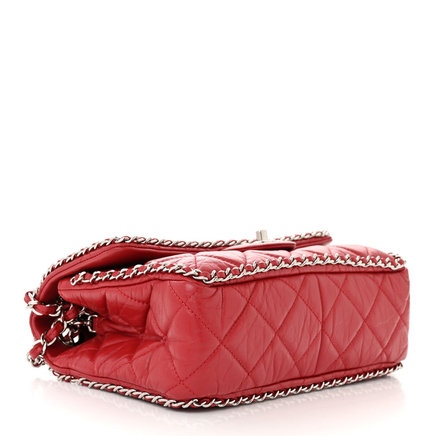 Chanel Crumpled Calfskin Medium Chain All Over Flap Red 4 of 10