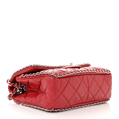 Chanel Crumpled Calfskin Medium Chain All Over Flap Red 4 of 10