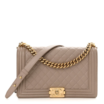 Chanel Caviar Quilted New Medium Boy Flap Dark Beige 1 of 12
