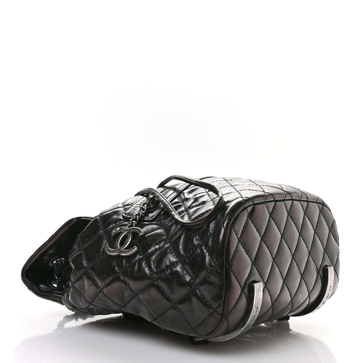 Glazed Calfskin Quilted Small Salzburg Mountain Backpack Black