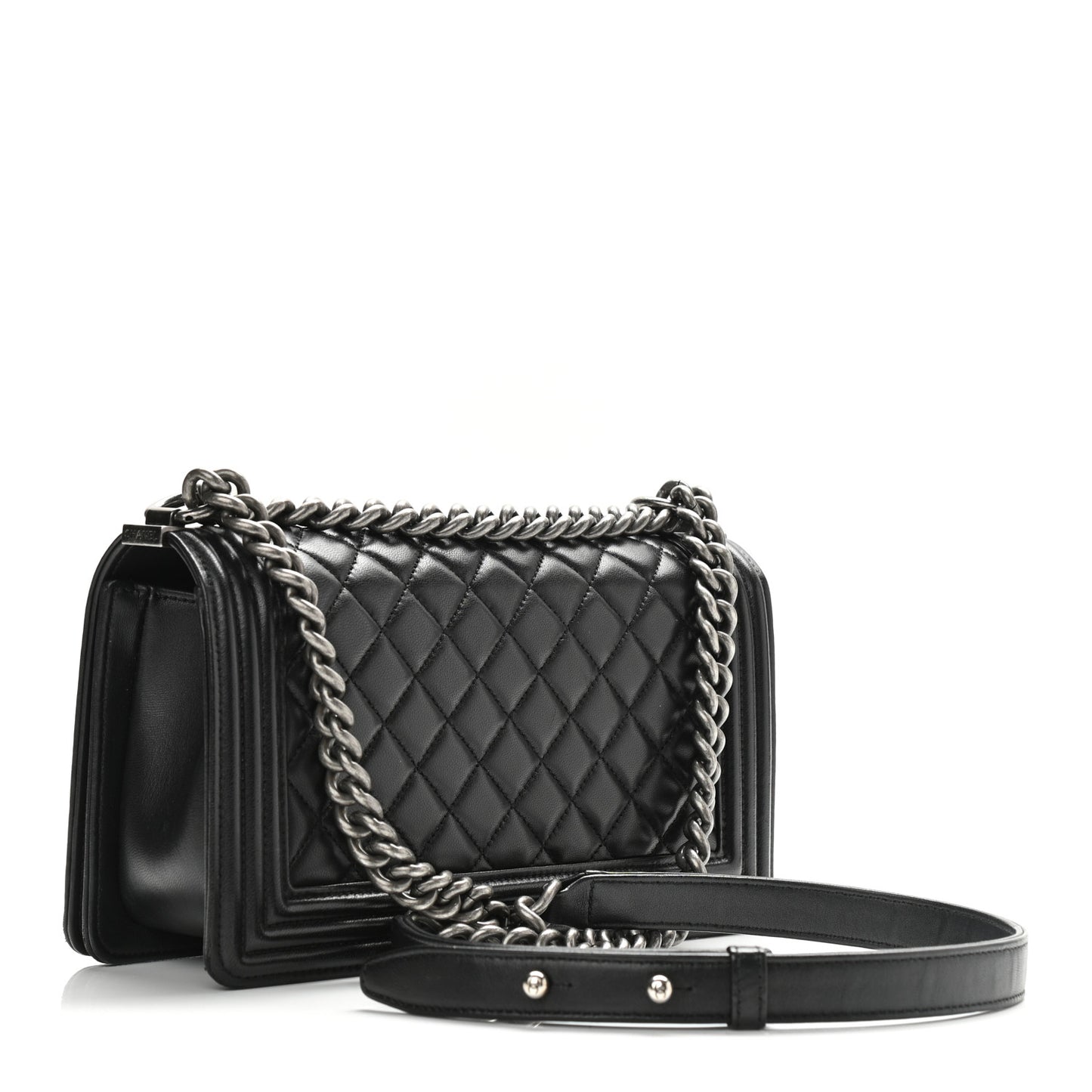 Calfskin Quilted Medium Boy Flap Black
