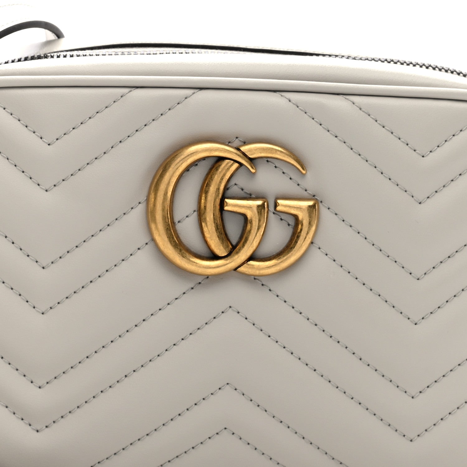 Gucci Calfskin Matelasse Small GG Marmont Chain Shoulder Bag Light Grey 7 of 9
