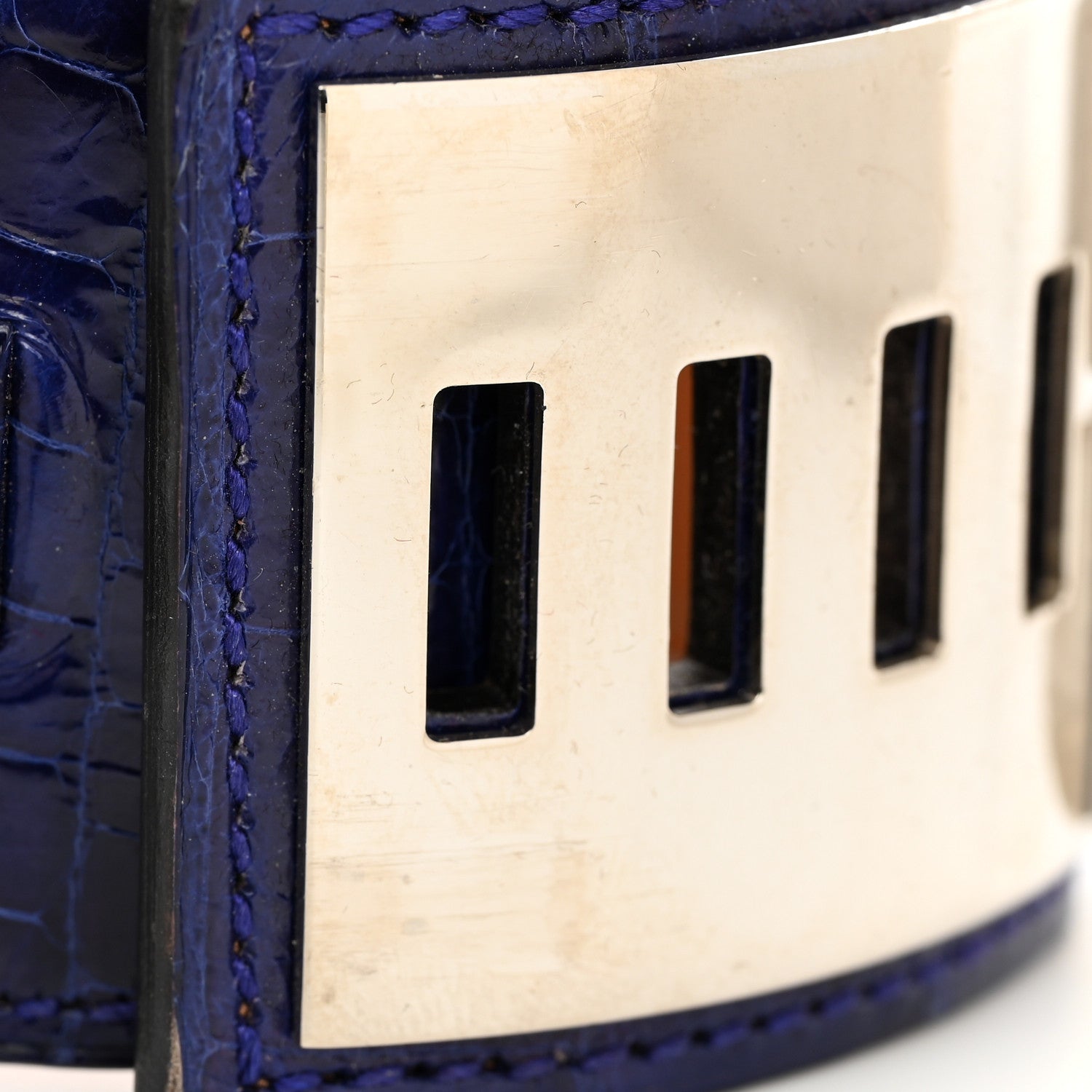 Hermes Shiny Alligator Collier De Chien CDC Bracelet S Bleu Electrique 6 of 7