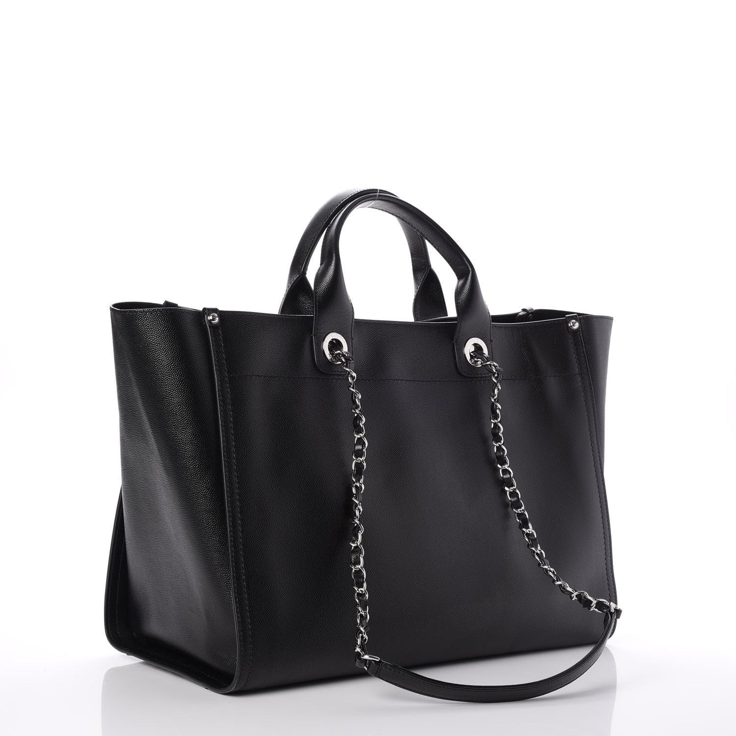 Caviar Medium Studded Deauville Tote Black