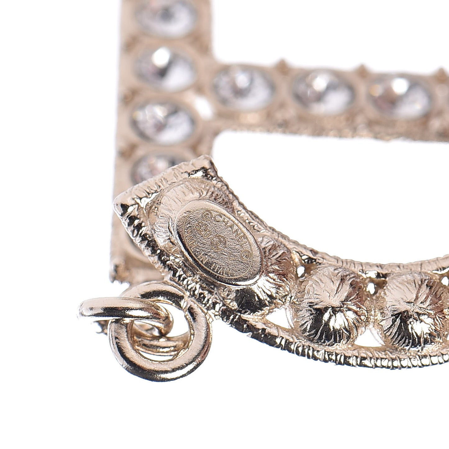 Crystal Cha-Nel Logo Drop Earrings Gold