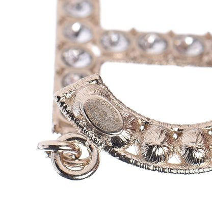 Chanel Crystal Cha-Nel Logo Drop Earrings Gold 3 of 5