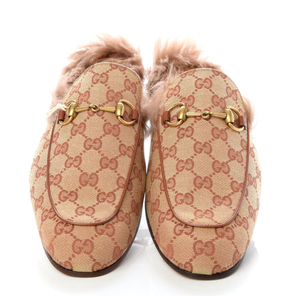 Gucci GG Monogram Fur Mens Princetown Slippers 10 Beige Ruggine Rust 5 of 10