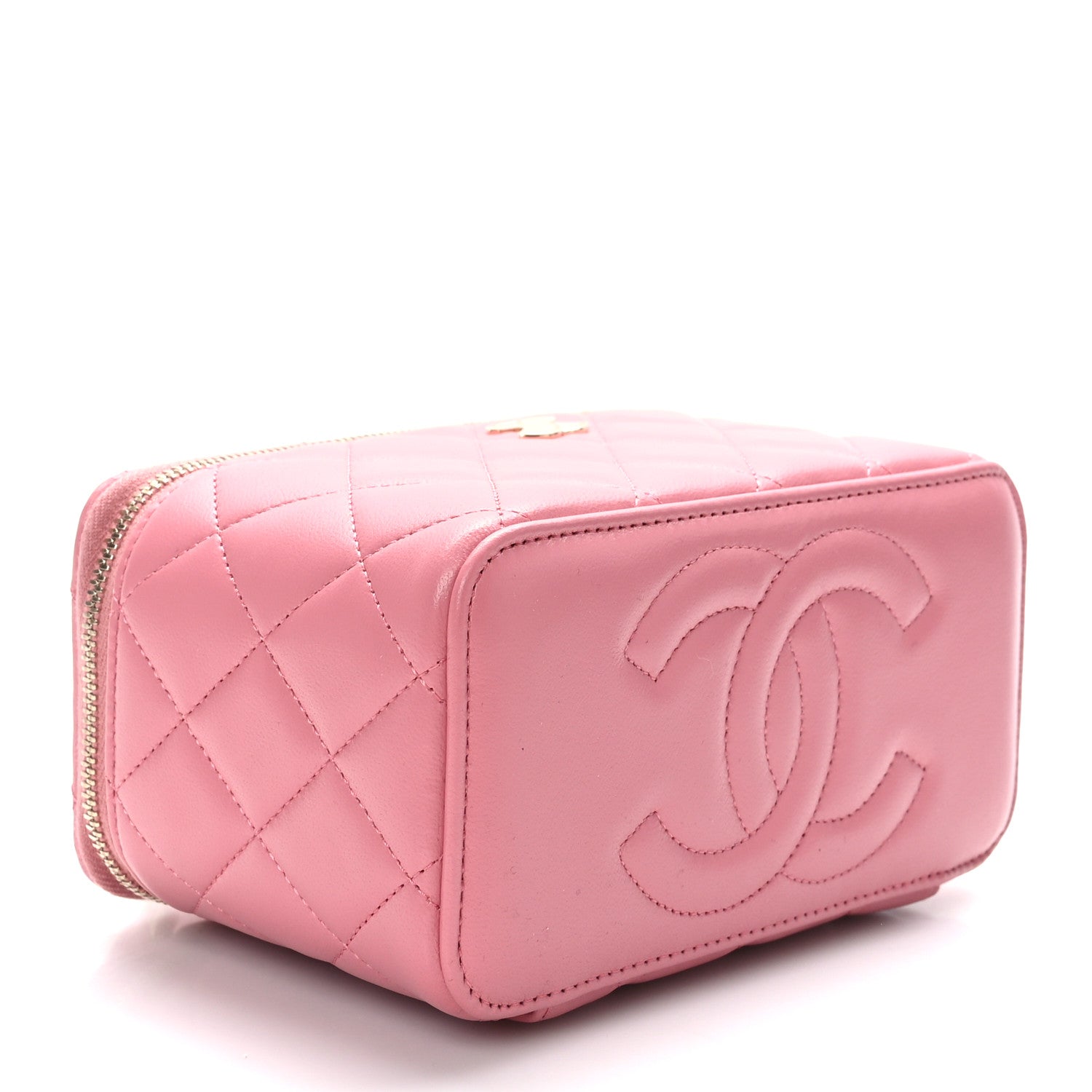 Chanel Lambskin Quilted Small Top Handle Vanity Case With Chain Pink 4 of 11