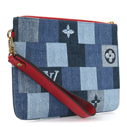 Louis Vuitton Denim Monogram Patchwork City Pouch Blue Rouge 3 of 7