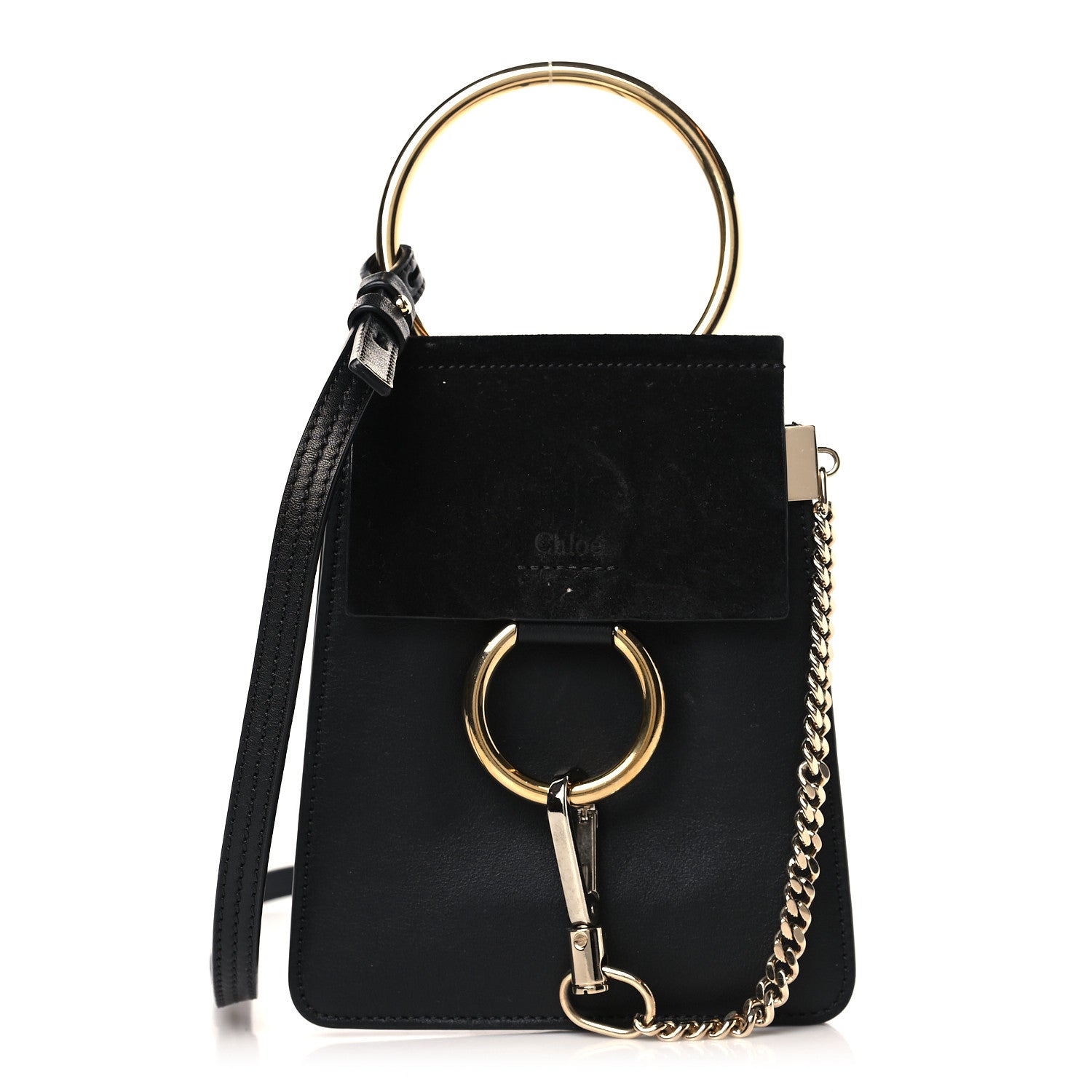Chloe Suede Calfskin Mini Faye Bracelet Bag Black 1 of 9