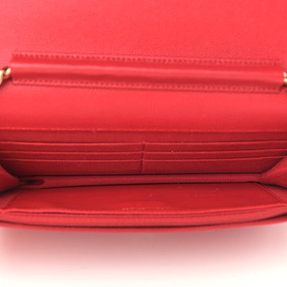 Chanel Caviar Quilted Wallet On Chain WOC Red 5 of 12