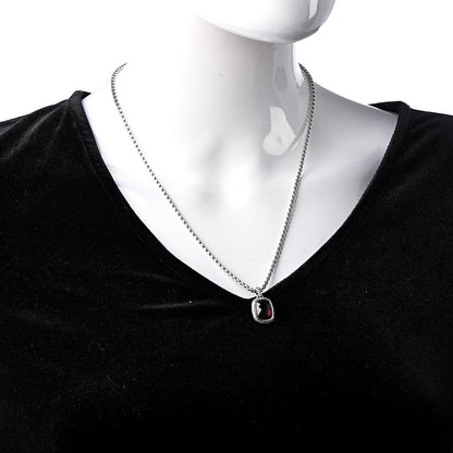 David Yurman Sterling Silver Garnet Diamond 12mm Noblesse Pendant Necklace 2 of 5