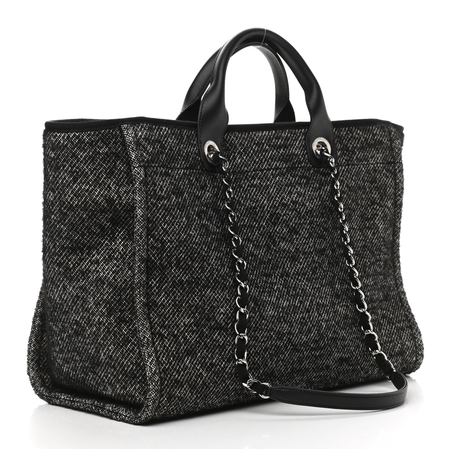 Mixed Fibers Calfskin Medium Deauville Tote Black