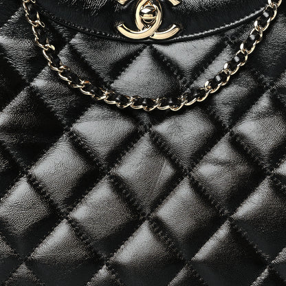Chanel Shiny Lambskin Quilted Small 31 Shopping Bag Black 8 of 10