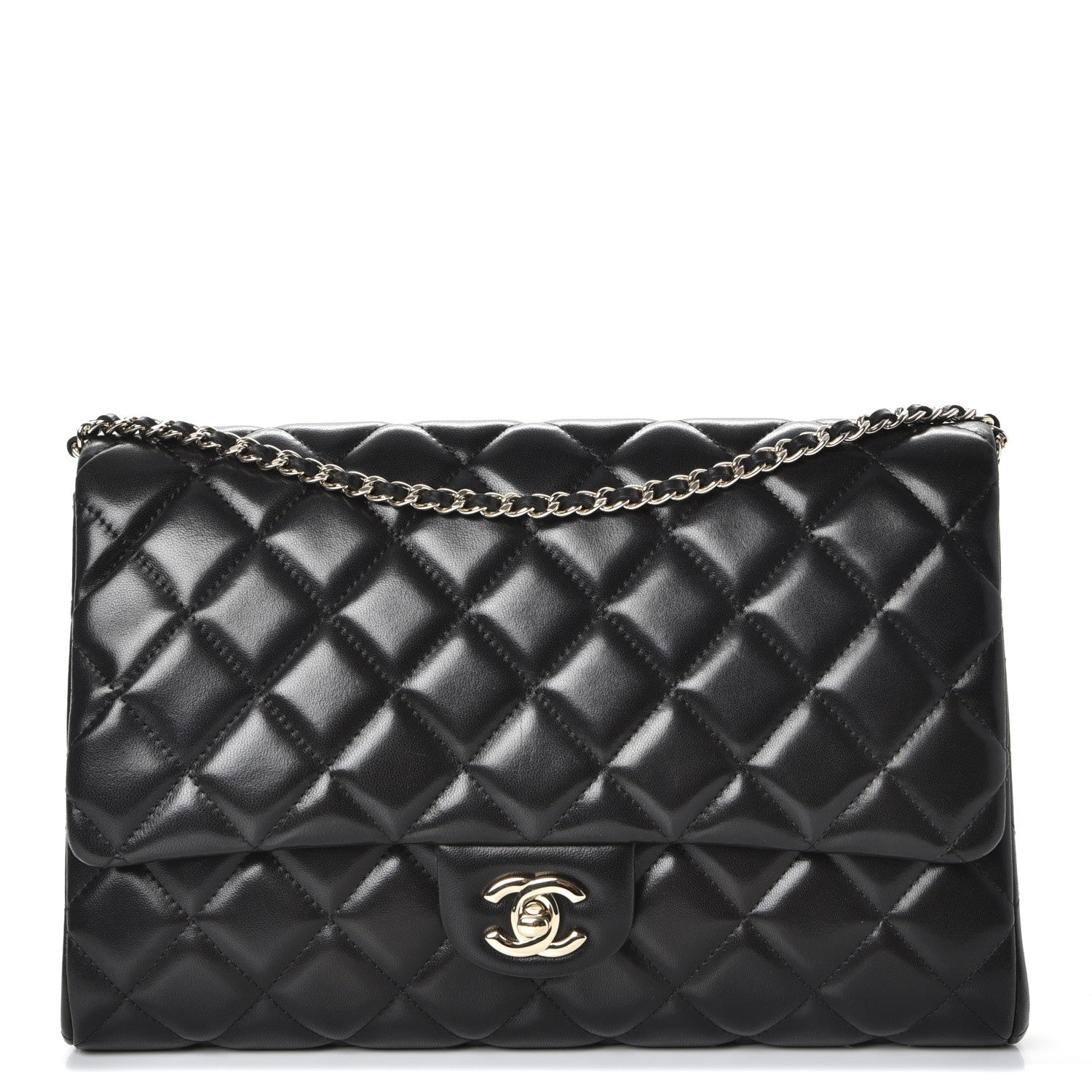 Chanel Lambskin Quilted Clutch With Chain Flap Black 1 of 8