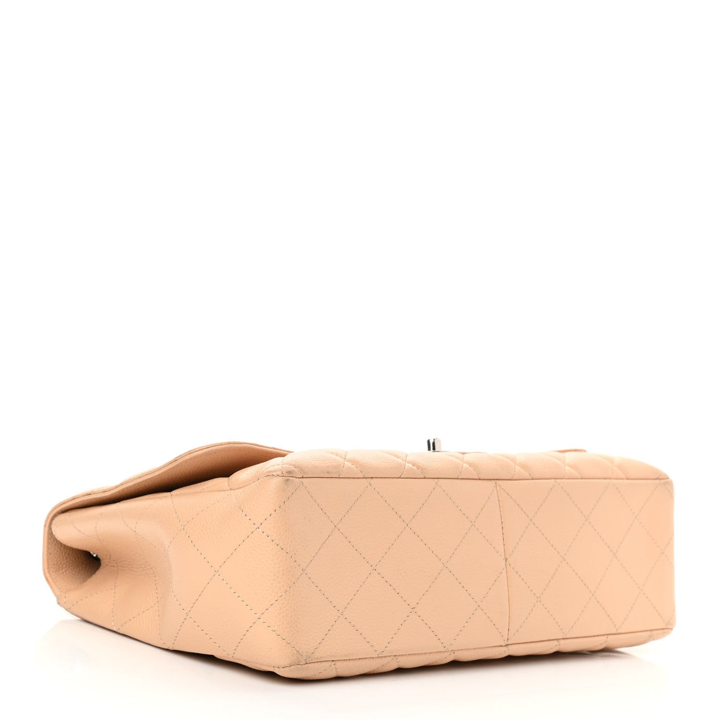 Caviar Quilted Jumbo Single Flap Beige